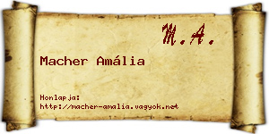 Macher Amália névjegykártya